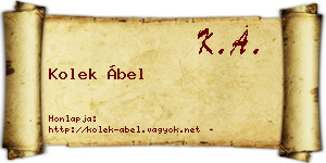 Kolek Ábel névjegykártya