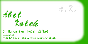 abel kolek business card